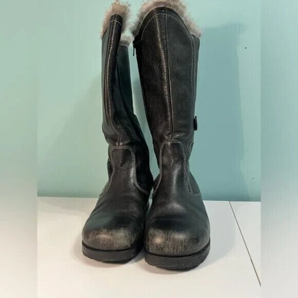 Sauté Mouton Luxury Black Leather Beatrice Boots Made in Canada Size 9.5 - Picture 3 of 16